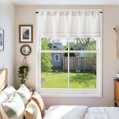 jinchan Kitchen Valance Curtain Double Layers, 50x16, 1 Panel, Sunlit Grove - color: Double | Dottie Sunlit Grove, size: 50"W x 16"L (Pack of 1)