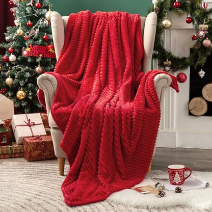 MIULEE Christmas Red Fleece Throw Blanket for Couch 50"x60" - color: Red, size: 50"x60"