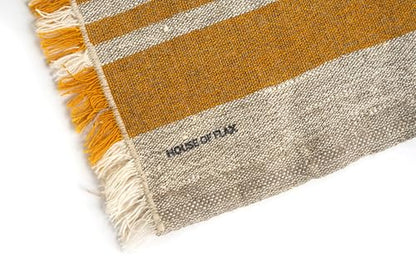 Natural Coarse 100% Linen Table Runner 18 x 95 Inches - Rustic Farmhouse Flax Table Runner for Everyday Use, Holidays & Special Occasions (Mustard Yellow, 18 x 95 inch) - color: Mustard Yellow