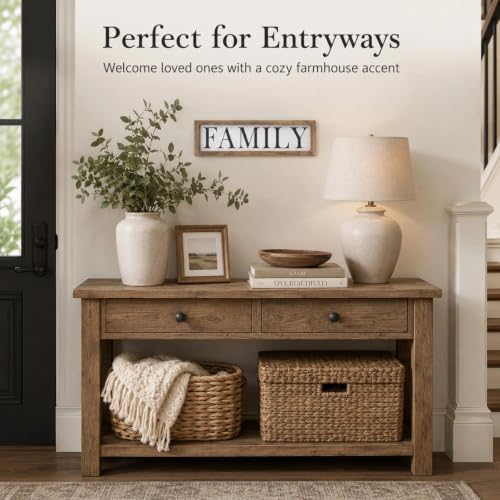 Wooden Family Sign Wall, Shelf, Mantel, Entryway Table Home Decor - color: white-family