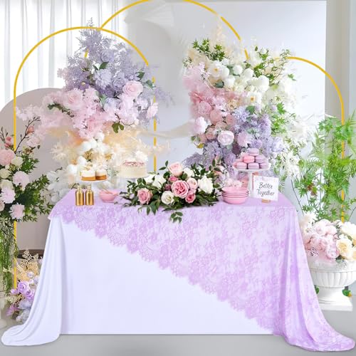 Lace Tablecloth Chic Table Fabric 60x120 Inch for Farmhouse Rustic Wedding - color: Light Purple, size: 120" x 60" (1Pc Rectangular)