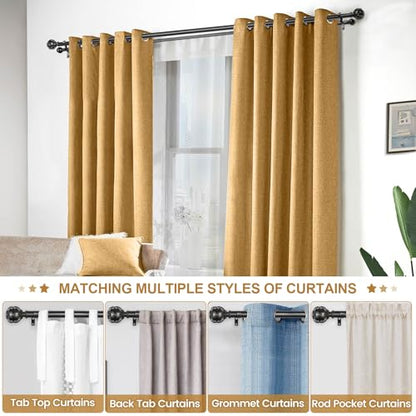 KAMANINA Double Curtain Rod 32 to 58 Inch, Adjustable Drapery Rods, Black - color: Black, size: 32-58"