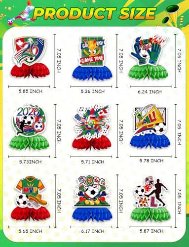 Soccer Table Decorations, 9PCS Soccer Centerpieces for Table - style: Soccer