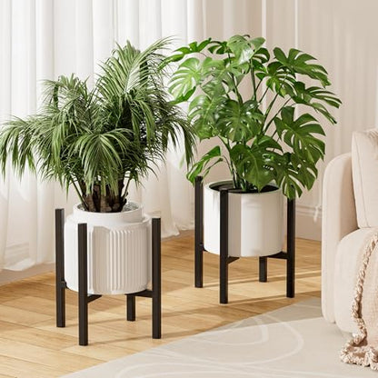 Urban Deco 2PK Adjustable Metal Plant Stand, Fits 8-14 Inch Pots, Black - size: 8-14inch 2PK