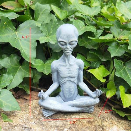 Alien Statue, Meditation Yoga Alien Figure, 6.3"H Resin UFO Alien Sculpture