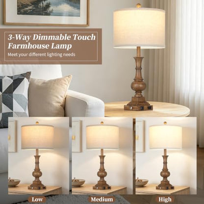 Lolikit 26" Tall Farmhouse Table Lamps Set of 2,Bedside Lamps for Bedroom - color: Brown - 26"H - 2 Pack