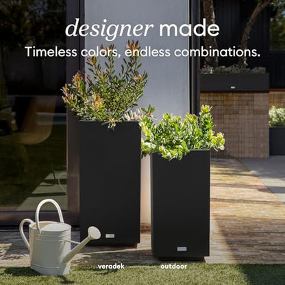 Veradek Block Series Pedestal Planter - Tall Rectangular Outdoor Planter - color: Black, size: 32"H x 15.5"W