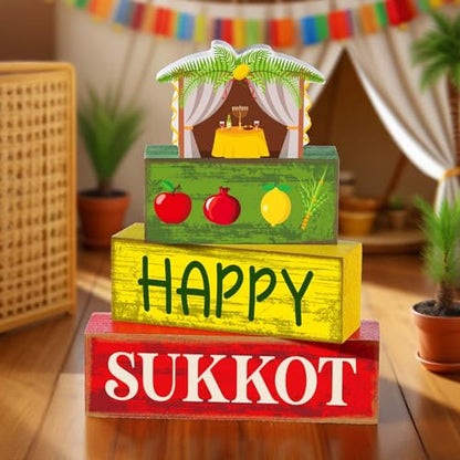 Yuntau 4 Pcs Happy Sukkot Table Decorations Sukkot Centerpieces for Tables - style: Happy Sukkot