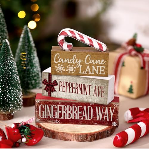 Moucuny 4 Pcs Christmas Table Decor Wooden Candy Cane Decoration Farmhouse - style: Candy Cane