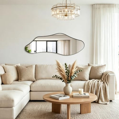 65.7"x24" Irregular Full Length Mirror, Abstract Wall Mirror - color: Black Irregular