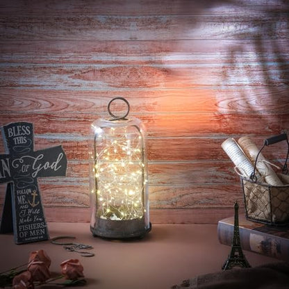 12" High Versatile Modern Metal Hurricane Lantern with Handmade Sturdy Glass Dome in Rustic Brown for Pillar Candle & Plants, Industrial, Farmhouse, Shabby Chic (Brown, 5"x12") - color: Brown, size: 5"x12"