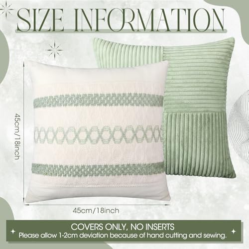 Gilprop 4 Pcs Sage Green Decorative Throw Pillow Covers 18x18 Pillow Case - color: Sage Green, size: 18" x 18" (Pack of 4)