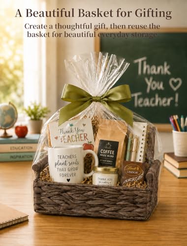 Wicker Basket, Large Basket for Gift Baskets Empty, 13.4x9.5x4.7in - color: Brown, size: Medium