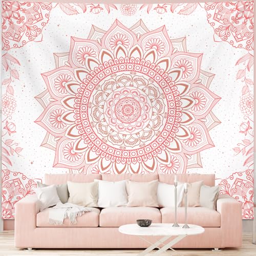 Apdidl Pink Boho Wall Tapestry for Bedroom,Mandala Bohemian Tapestries Girl - color: Boho Pink Tapestry, size: 79"L x 60"W