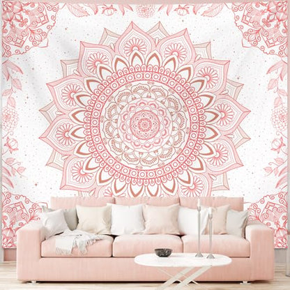 Apdidl Pink Boho Wall Tapestry for Bedroom,Mandala Bohemian Tapestries Girl - color: Boho Pink Tapestry, size: 79"L x 60"W