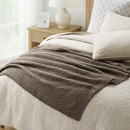 EVERGRACEHOME Chunky Chenille Knit Throw Blanket, 60 x 80, Mocha Brown - color: Mocha Brown, size: 60" X 80"