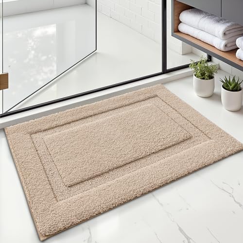 LUMI Ultra Soft Bathroom Rugs Absorbent, Non Slip Bath Mat 20x32, Beige - color: Beige, size: 20" X 32"