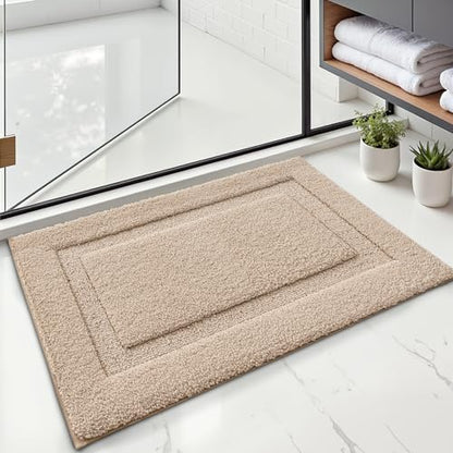 LUMI Ultra Soft Bathroom Rugs Absorbent, Non Slip Bath Mat 24x36, Beige - color: Beige, size: 24" X 36"