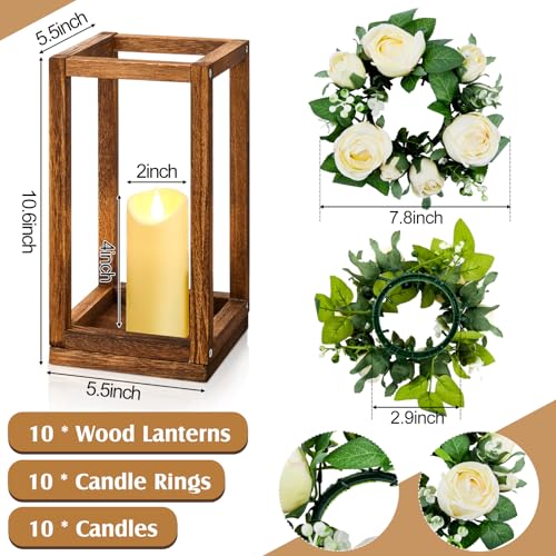 30 Pcs Wedding Lantern Centerpiece with Candle Holders, Beige Flower - color: Beige Flower