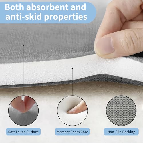 Cupic Cupid Memory Foam Toilet Rug 24"×20", U-Shaped Bath Mat, Deep Gray - color: Grey, size: 1'8" x 2' (24" x 20"（U-Shape）)