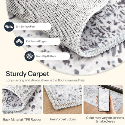 HOOBRO 5 x 7 Area Rugs Washable, Living Room Rugs, Non-Slip Rug - color: Beige Gray, size: 5' x 7' (Rectangular)