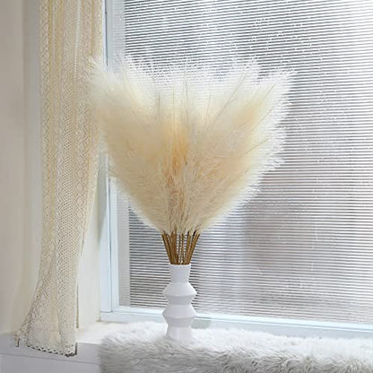 Wertuirk 8 Pcs 45 inch Tall Faux Beige Pampas Grass Decor - color: Beige