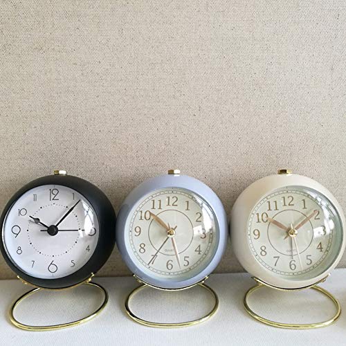 SHISEDECO Small Classic Non-Ticking Tabletop Alarm Clock,Black-B - color: Black