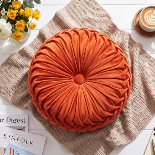 Drydiet 1 Pcs Round Throw Velvet Pillow (Rust, 15'') - color: Rust, size: 15''
