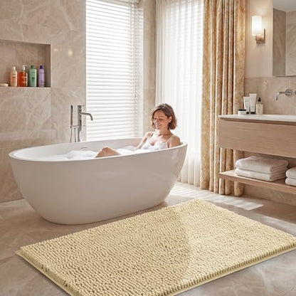 Amyracel Bathroom Rugs Mat 48x72, Thick Soft Quick Dry Absorbent - color: Beige/ Warm‑tan Tone, size: 48" x 72"
