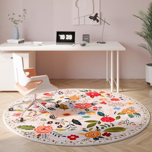 Rugcomf Round Area Rug 4ft Washable, Beige - color: Beige, size: 4' (Round)