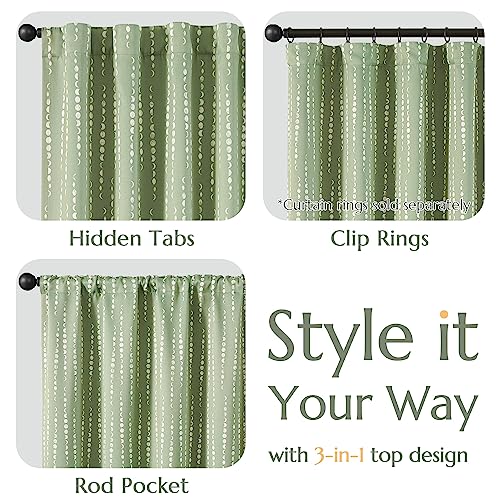 jinchan Boho Blackout Curtains 63 Inch Length Moon Phase Printed Drapes - color: Luna | Sage Green, size: 52"W x 63"L (Pack of 2)