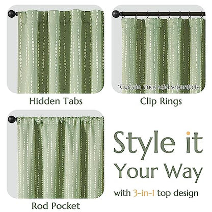 jinchan Boho Blackout Curtains 63 Inch Length Moon Phase Printed Drapes - color: Luna | Sage Green, size: 52"W x 63"L (Pack of 2)