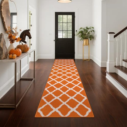 SHACOS Fall Runner Rug 2x8 ft Non Slip Washable Hallway Kitchen Rug Runner - color: Orange, size: 2' x 8'