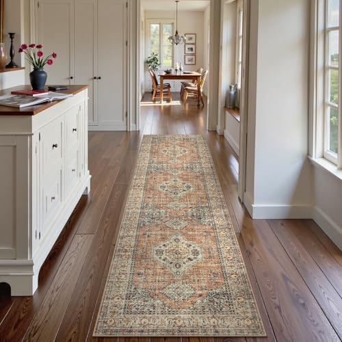 Lahome Oriental Hallway Runner Rug, 2.5x8 Kitchen Runner Non Slip - color: Terracotta, size: 2.5' x 8' (Runner)