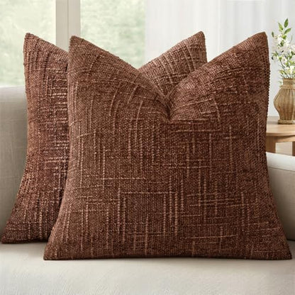MIULEE Chenille Textured Fall Throw Pillow Covers Terracotta 16x16 - color: Terracotta, size: 16" x 16" (Pack of 2)