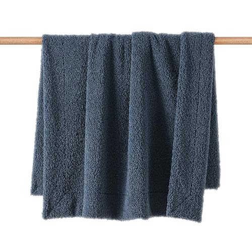 HiEnd Accents Teddy Midnight Blue 60x90 inch Boucle Throw Blanket - color: Midnight Blue, size: 60" x 90"