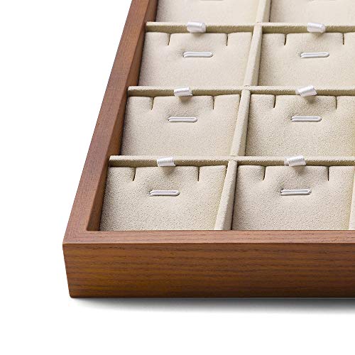 Oirlv Wooden Jewelry Tray,Jewelry Drawer Organizer,Necklace Display Tray - color: Creamy-white 24 grid necklace/pendant jewelry tray