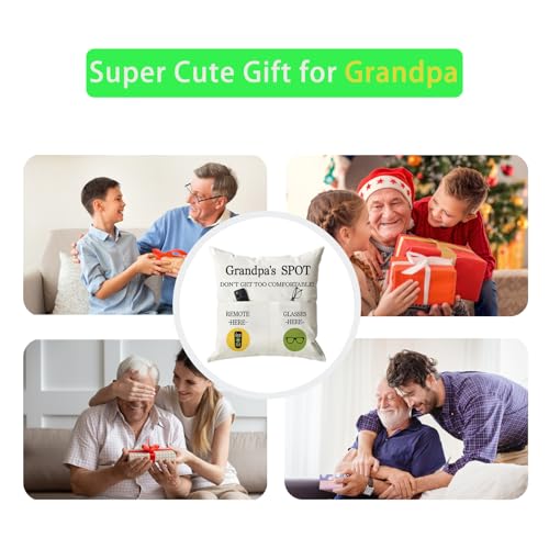 ONFAON Grandpa Gifts,Grandpa's Spot Throw Pillow Covers 18x18 Inch for Bed Sofa Couch,Birthday Christmas Thanksgiving Day Gifts for Grandpa Stepdad,2-Pocket - color: Grandpa 2-pocket