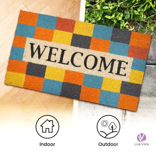 Coir Door Mats Outdoor and Indoor, Modern Welcome, 16 x 27,5 in - color: Modern Welcome