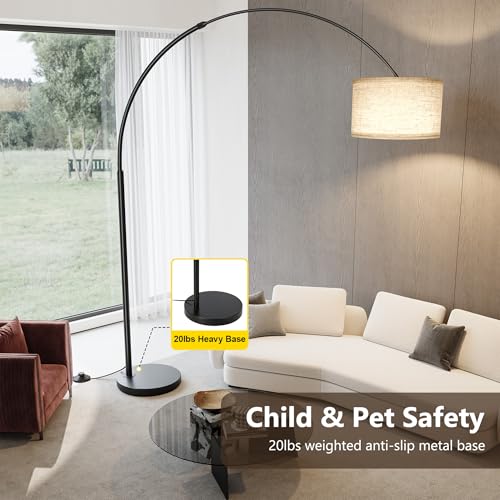 SUNMORY 82" Tall Arc Floor Lamp for Living Room, Large Standing Arched Lamp - color: Black（with remote control）