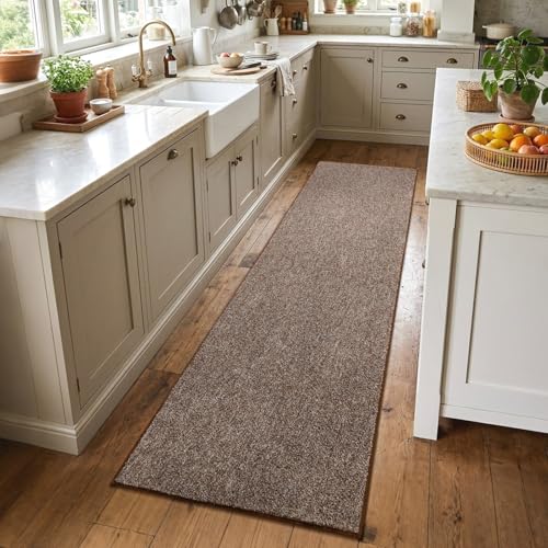 2x6 Coffee/White Runner Rug Washable Non-Slip for Kitchen Hallway Bathroom - color: 10 Coffee/White, size: 2' x 6' (Runner)