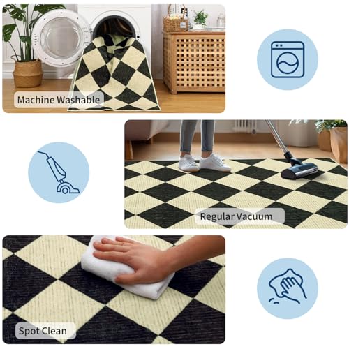 GarveeHome 3x5 Checkered Area Rug Non Slip Washable Entryway Bedroom Rug - color: Dark/Coffee, size: 3' x 5' (Rectangular)