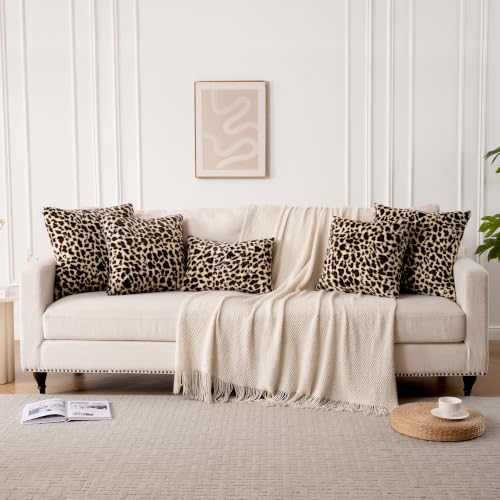 GALMAXS7 Cheetah Pillow Covers Leopard Throw Pillow Covers Set of 2, 18x18 - color: Leopard, size: 18" x 18" (Pack of 2)