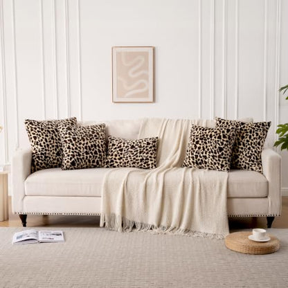 GALMAXS7 Cheetah Pillow Covers Leopard Throw Pillow Covers Set of 2, 18x18 - color: Leopard, size: 18" x 18" (Pack of 2)