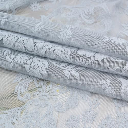 Molaxhome Swag Curtain Scalloped Curtain Valance Drape Sheer Lace Panel 1pc - color: Lace Grey