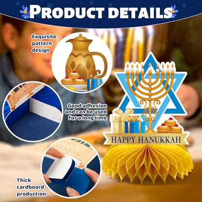 Hanukkah Table Decorations, 10Pcs Chanukkah Honeycomb Centerpieces - style: Hanukkah Style