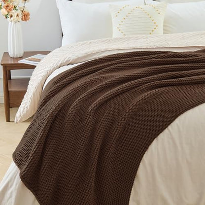 Dark Brown Throw Blanket, Garter Knit, 50" x 60", Chocolate Brown - color: Dark Brown, size: 50"x60"
