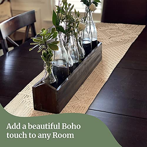 LIVALAYA Macrame Table Runner 86 Inches Long Cotton Boho Table Runners for Dining or Coffee Table Bohemian Runner for Rustic Wedding Table Decor Tassels Vintage Farmhouse Home Decoration for Kitchen - size: 86"x 13"