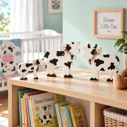 Redbaker 3 Pcs Farmhouse Cow Table Decor Wooden Cow Cutouts for Christmas - style: Cow