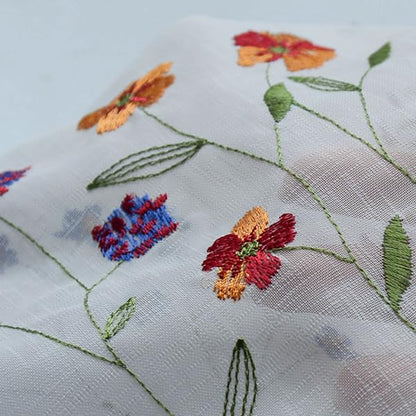 027 Floral Embroidery Pastoral Style Valance, White Sheer Flowers Valances,Window Treatment for Kitchen,W43XL18 inch (Wild Flower) - size: 43"W x 18"L (Pack of 1)
